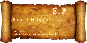 Barczi Milán névjegykártya